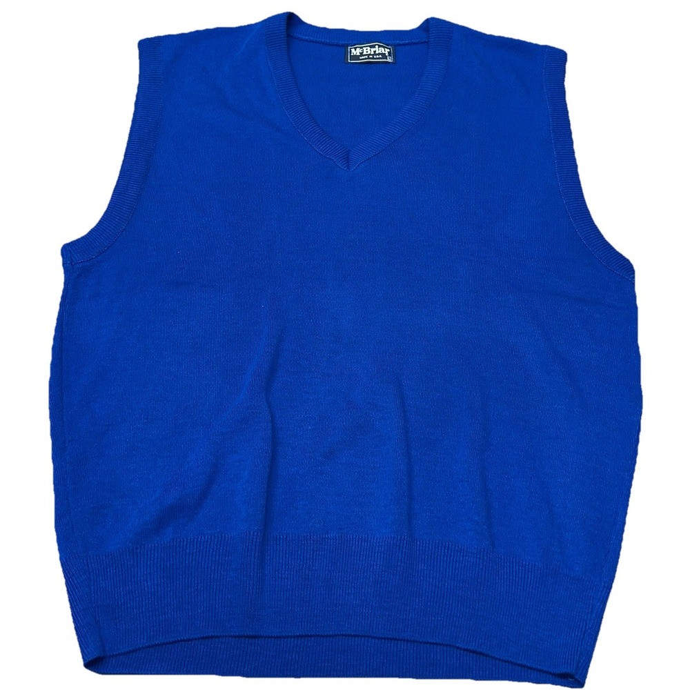 Vintage 80's McBriar Blue Sweater Vest V-Neck Soft Virgin Acrylic Men's L‎ Rare